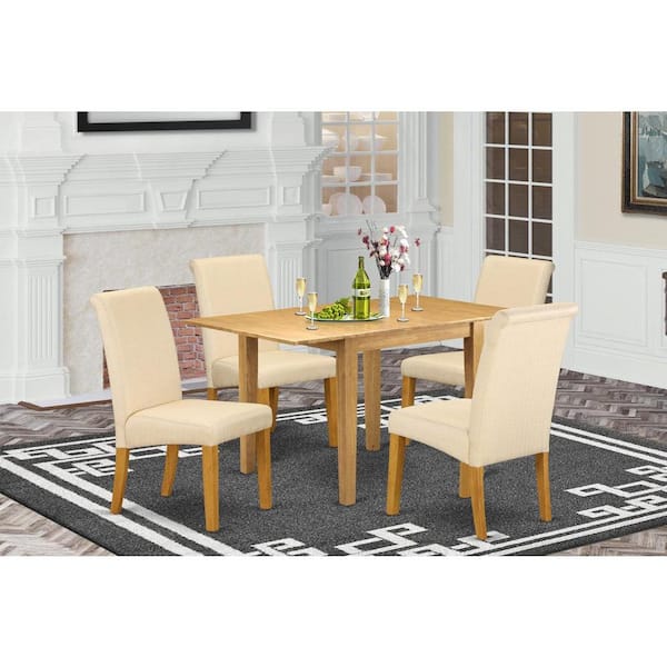 East West Furniture 5-Piece Natural Oak Finish Solid Wood Top - Dining Room Set - Seats 4