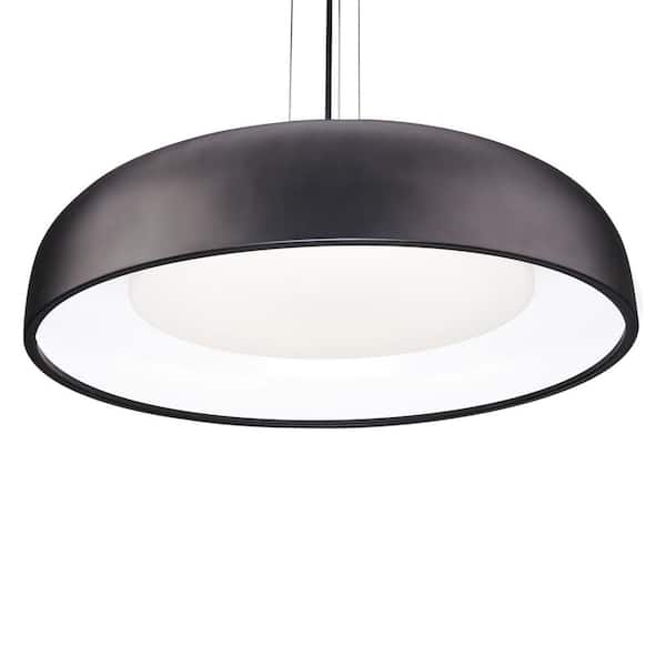 KUZCO Beacon 24 in. 1 Light 60-Watt Black Integrated LED Pendant Light