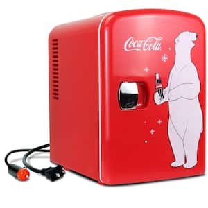 Polar Bear4L Cooler/Warmer with12V DC and 110V AC Cords, 6 Can Portable Mini Fridge, Red