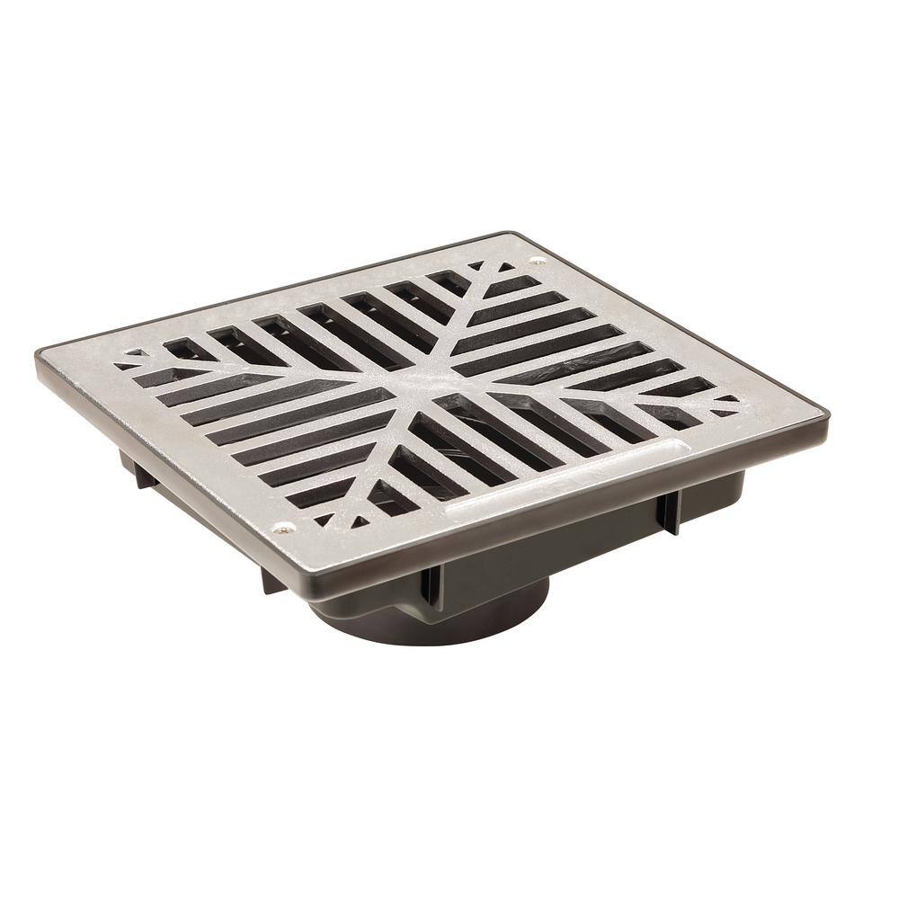 RELN 13 in. Square Low Profile Drainage Catch Basin Kit with Grate, Black