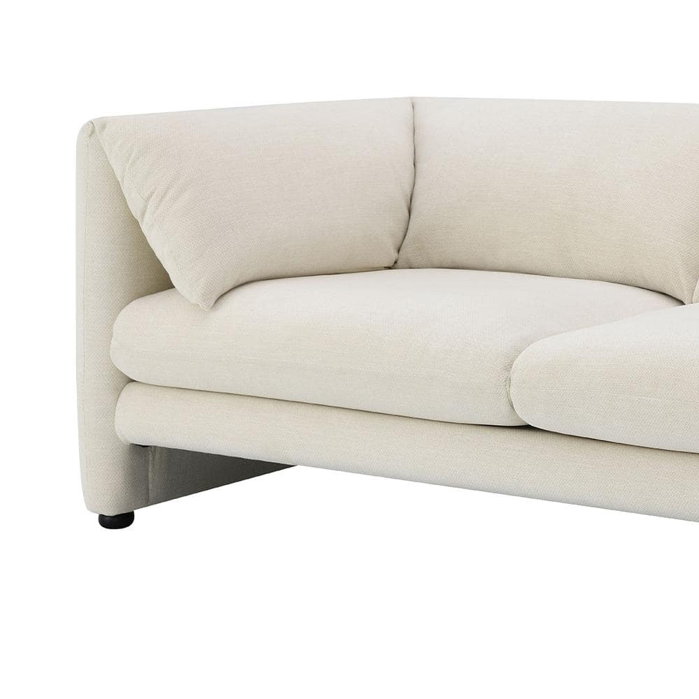Beige Linen Tufted 2-Seat Loveseat with Wood Frame
