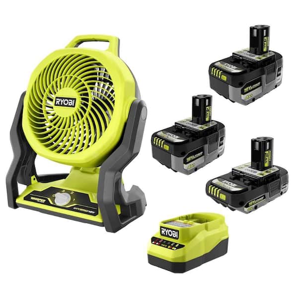 ONE+ 18V HIGH PERFORMANCE Kit w/ (2) 4.0 Ah Batteries, 2.0 Ah Battery, Charger, & ONE+ 18V Hybrid 7-1/2 in. Fan