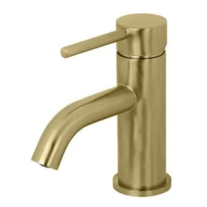 Contemporary Single Hole Single-Handle Bathroom Faucet in Brushed Brass