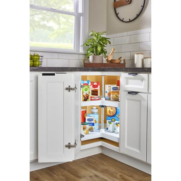 2-Shelf White 32 in. Lazy Susan Kidney Polymer