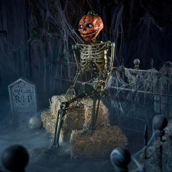 Home Accents Holiday 6 ft. Rotten Patch LED Poseable Pumpkin ...