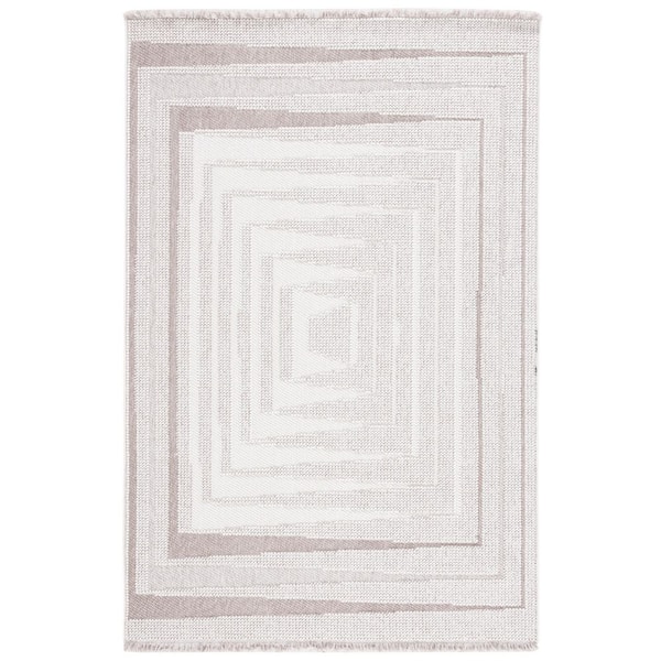 SAFAVIEH Lotus 9 ft. x 12 ft. Ivory/Beige Geometric High-Low Area Rug