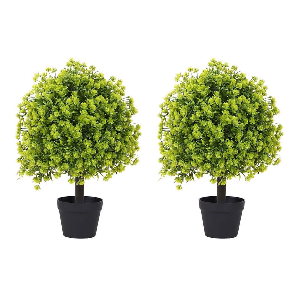 2-Pieces 24 in. Artificial Topiary Ball Outdoor Plants Decor, UV Resistant 