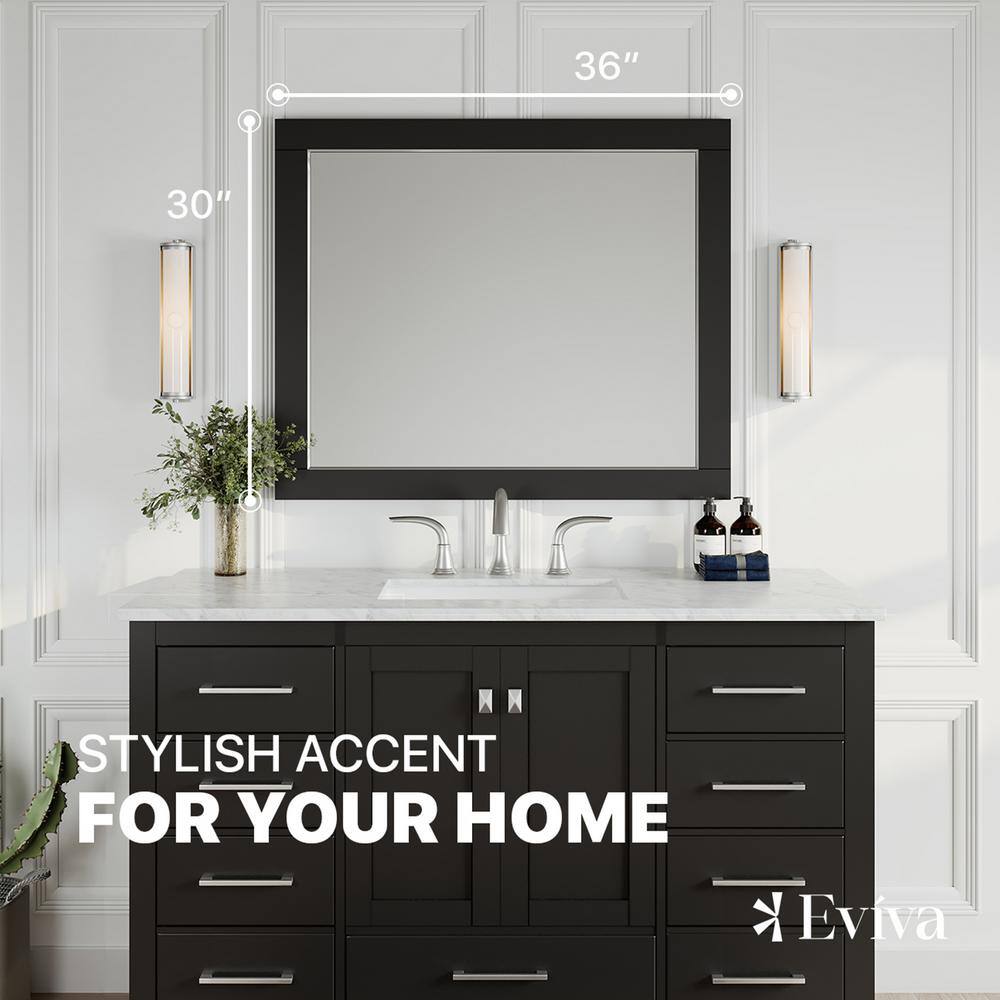 Aberdeen 36" Espresso Wood Framed Bathroom Vanity Mirror