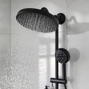 10 in. Double Handle 3-Spray Shower Faucet 1.8 GPM with Shower Head and Handheld Sprayer in. Matte Black (Valve Include)
