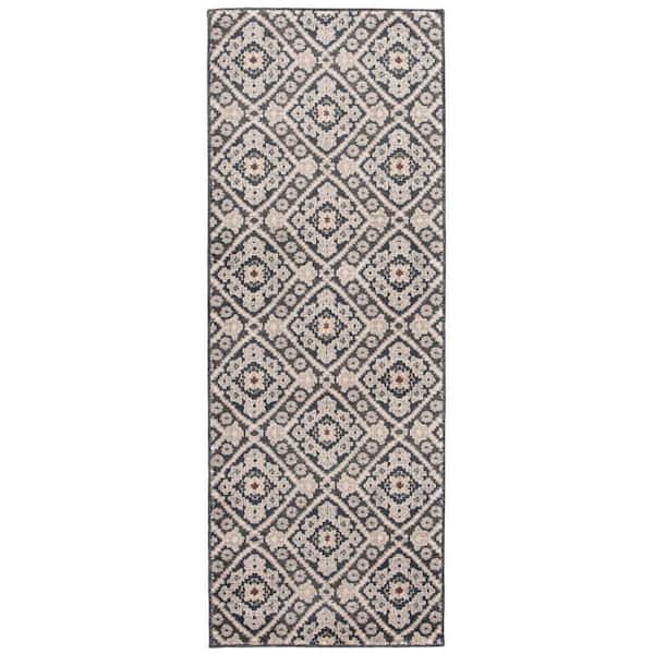 Stratford Mina Vintage Blue/Latte 26 in. W x 12 in. L Your Choice Length Stair Runner Coverage Area 2.17 sq. ft.