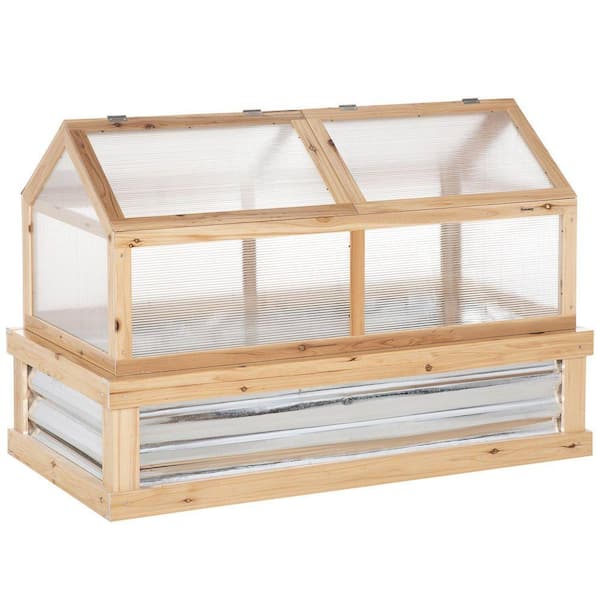 48 in. W x 24 in. D x 32.25 in. H Raised Garden Flower Bed Kit Greenhouse Wooden Cold Frame Planter, Wood