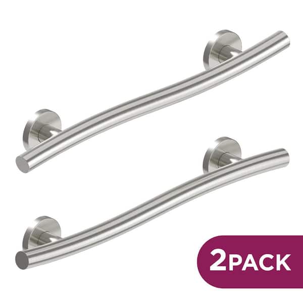 Decorative Wave Grab Bars 24 in. ADA Compliant, Left And Right Orientation in Brushed Stainless (2x Pack)