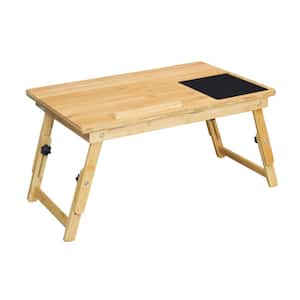 22 in. W x 13.75 in. D with Adjustable Leg Height 8.25 in. H - 11.5 in. H Natural Bamboo Tilting Lap Tray