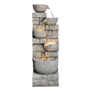 39.3 in. Resin Outdoor Water Fountains indoor Waterfall Tall Floor with LED Lights and Pump for House, Garden, Home Deco