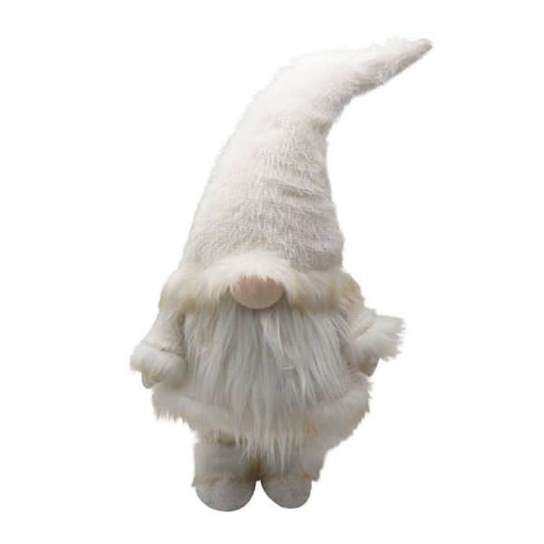 HomeRoots 29.9 in. White Winter Rectangle Chic Fabric Gnome