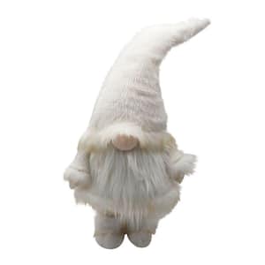 29.9 in. White Winter Rectangle Chic Fabric Gnome