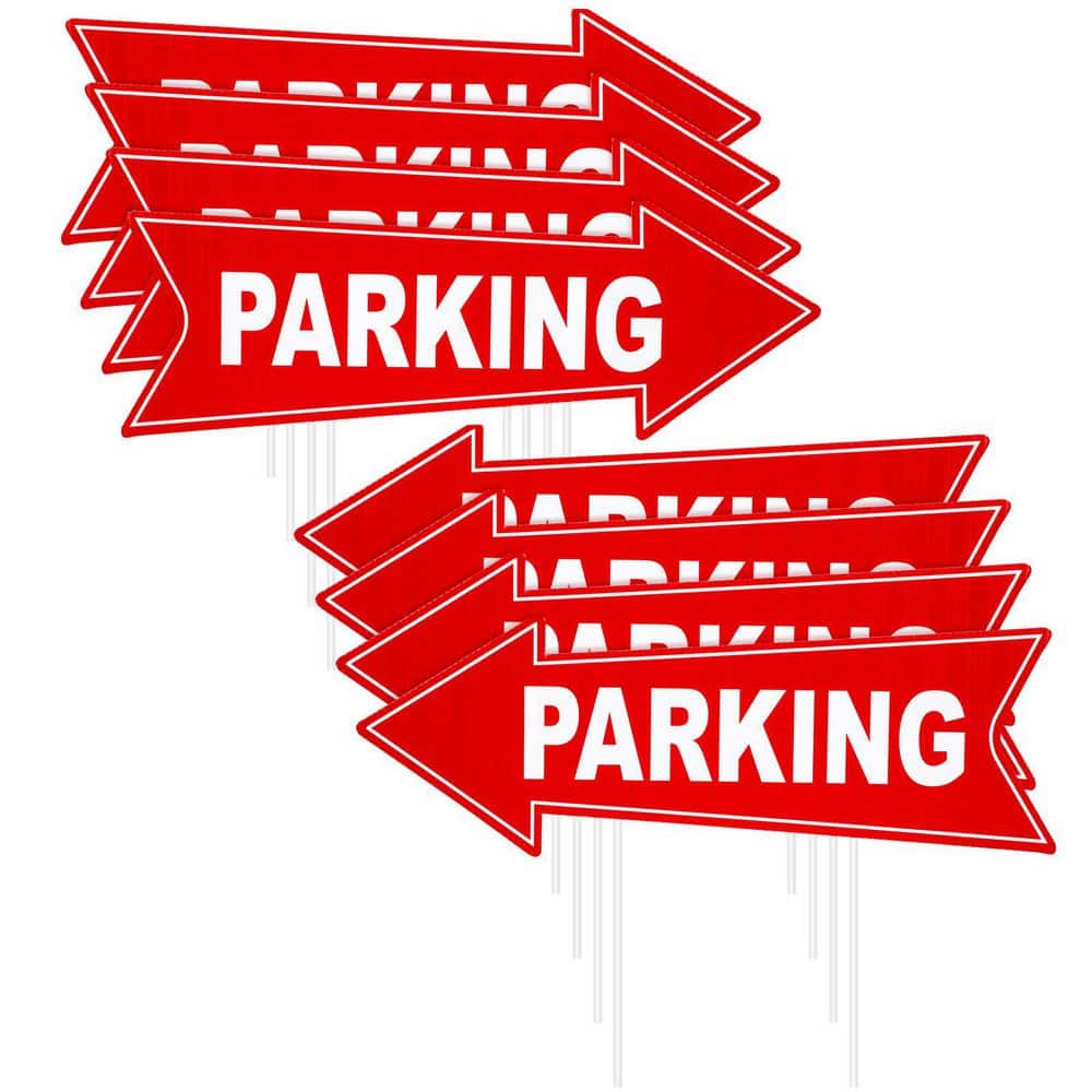 8 Pack 17 in. x 6 in. Corrugated Plastic Red White Directional Arrow Parking Signs with Stakes for Outdoor Event price history on PriceWatchPro