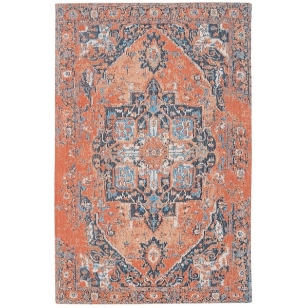 SAFAVIEH Classic Vintage Orange/Navy Doormat 3 ft. x 5 ft. Global Area Rug