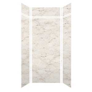 36 in. W x 96 in. H x 36 in. D 6-Piece Glue to Wall Alcove Shower Wall Kit with Extension in Biscotti Marble Velvet