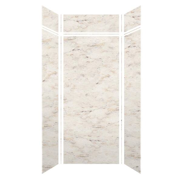 Transolid 36 in. W x 96 in. H x 36 in. D 6-Piece Glue to Wall Alcove Shower Wall Kit with Extension in Biscotti Marble Velvet