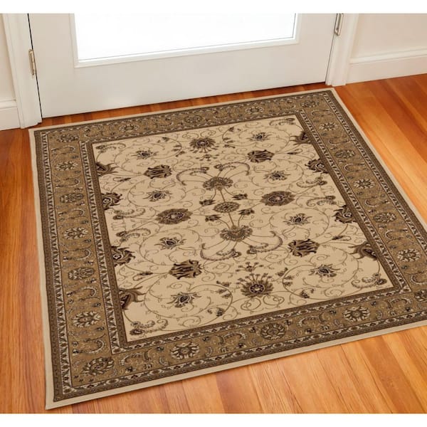 Brown 2 x 2 ft. Woven Oriental Square Indoor Area Rug