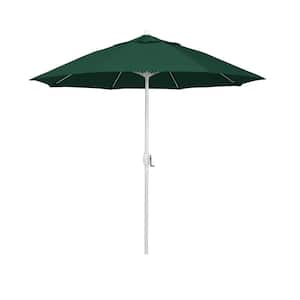 7.5 ft. Matted White Aluminum Market Patio Umbrella Fiberglass Ribs and Auto Tilt in Forest Green Pacifica Premium