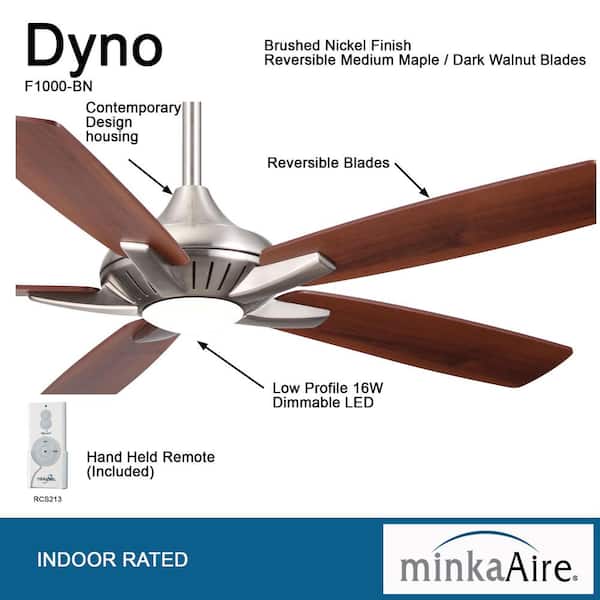 MINKA-AIRE Dyno 52 in. Integrated LED Indoor Brushed Nickel