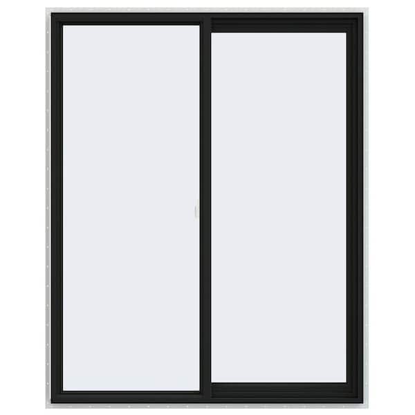 JELD-WEN 48 in. x 60 in. V-2500 Series Bronze Exterior/White Interior FiniShield Vinyl Right-Handed Sliding Window w/Mesh Screen