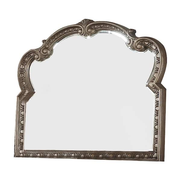 Acme Furniture Northville 41 in. H x 48 in. W Modern Wood Arch Framed Antique Silver Dresser Mirror