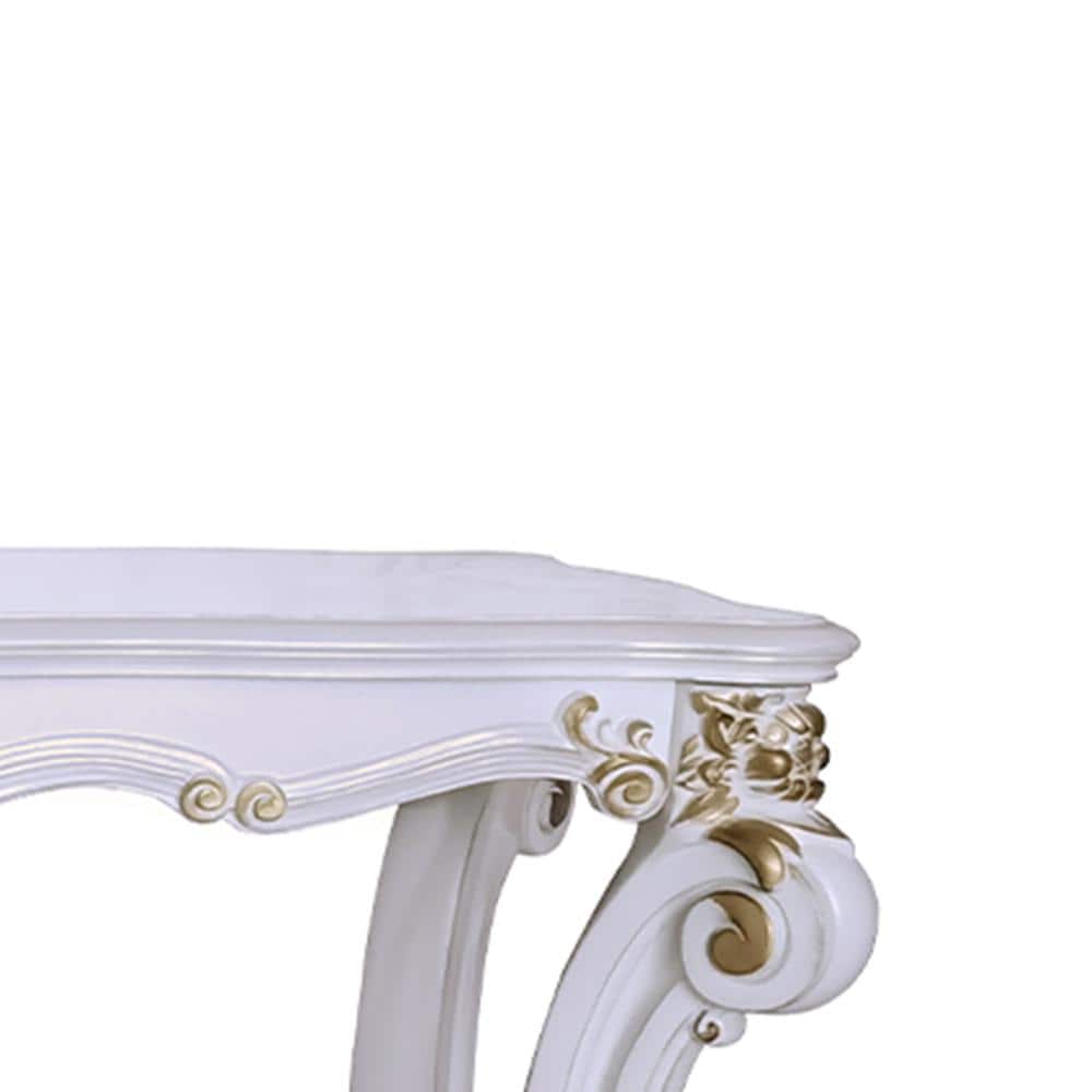 Vendome Antique Pearl Wood Sofa Table with Storage Shelf