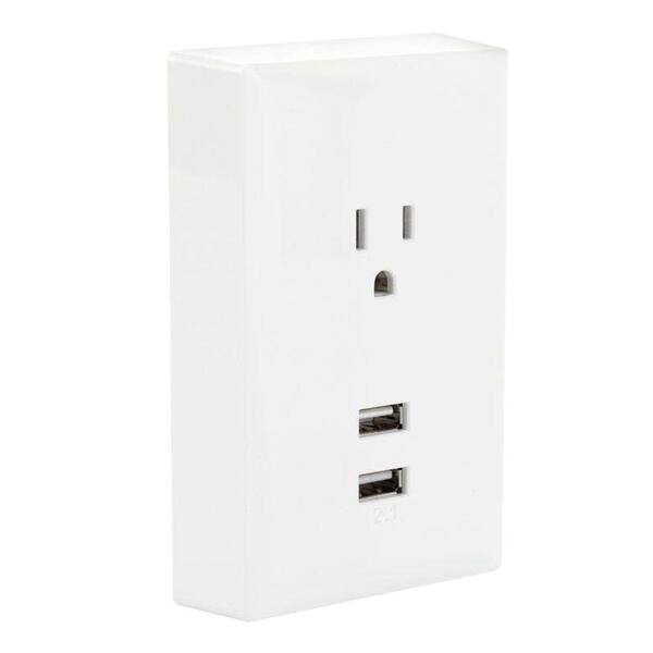 CE TECH White 2-Gang Single Outlet Wall Plate (1-Pack)