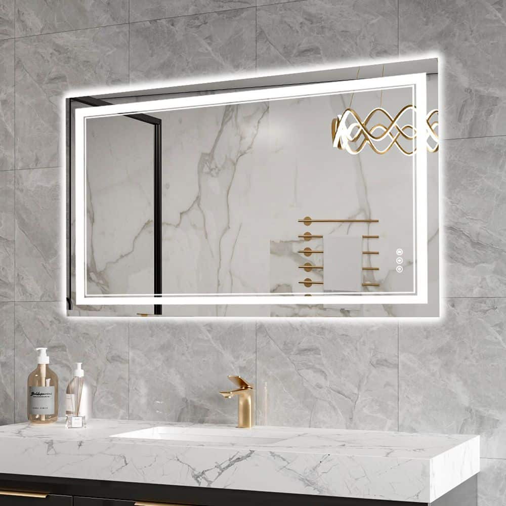 32 in. W. x 48 in. H Rectangular Frameless LED Anti-Fog Wall Bathroom Vanity Mirror in Silver, Defogging, Dimming price history on PriceWatchPro