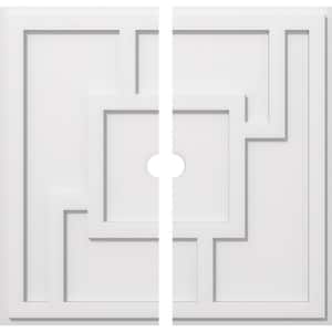 1 in. P X 9 in. C X 26 in. OD X 2 in. ID Knox Architectural Grade PVC Contemporary Ceiling Medallion, Two Piece