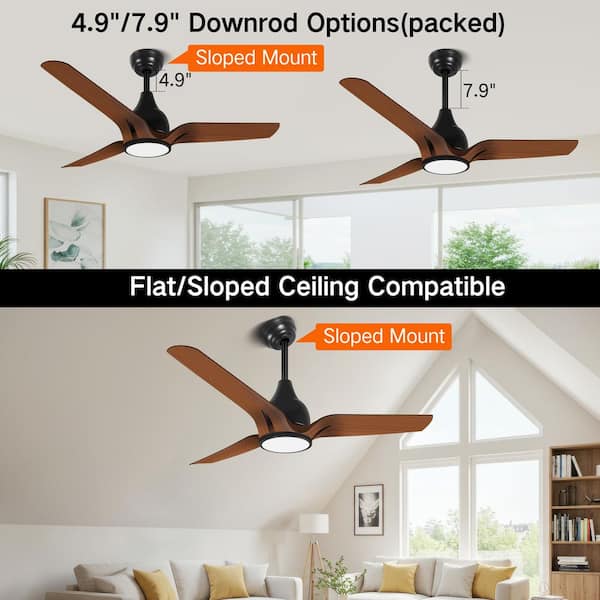 56 in. Dimmable LED Indoor/Covered Outdoor Black Ceiling Fan with Light and Remote