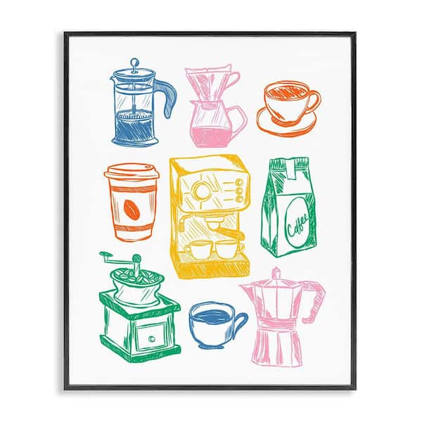 Rainbow Coffee Icon by JJ Design House LLC 1 Piece Black Framed Food Giclee Art Print 30 in. x 24 in.