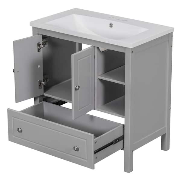 COWLOWN 30 in. W x 18 in. D x 32.1 in. H Bathroom Gray Linen Cabinet