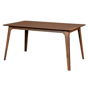 59 in. Brown Wooden Natural Grain Texture Table with Angled Block Legs