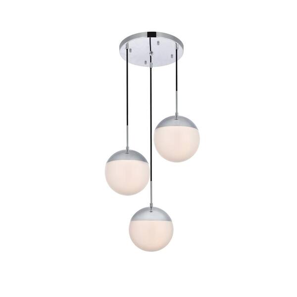 Timeless Home Ellie 3-Light Chrome Pendant with 8 in. W x 7.5 in. H ...
