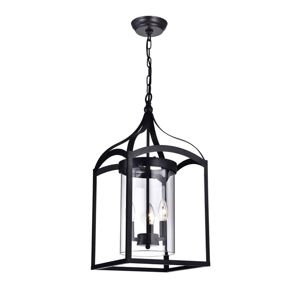 Roi 60-Watt 3-Light Black Shaded Pendant Light with clear Glass Shade, No Bulbs Included price history on PriceWatchPro
