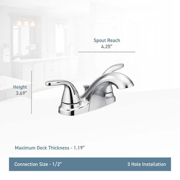 MOEN Banbury 4 in. Centerset 2-Handle Low-Arc Bathroom Faucet in