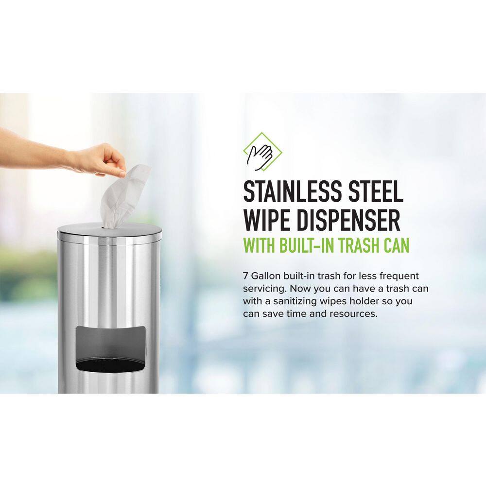 Stainless Steel Floor-Standing Wet Wipe Dispenser with Trash Can