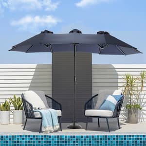 14.8 ft. Navy Blue Outdoor Patio Umbrella Crank Design Double Sided Umbrella