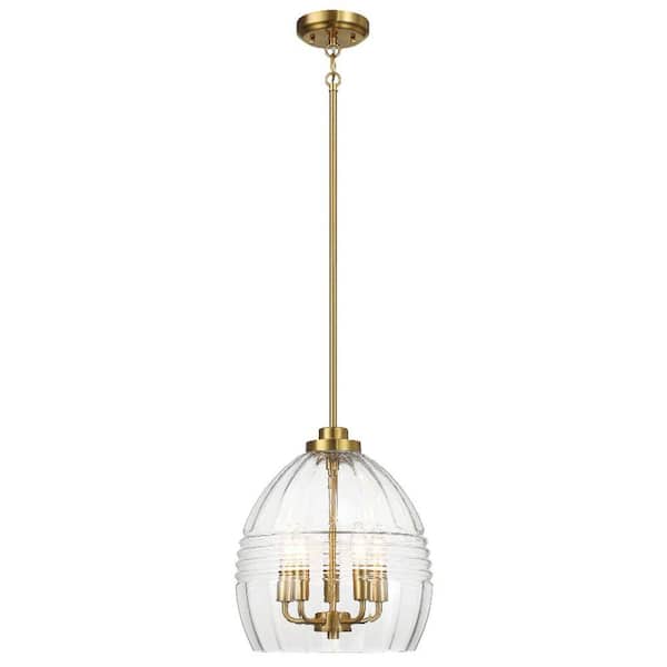 1 Light Gold Swag, Shaded, Candle Pendant Light with Clear Glass Shade, No Bulbs Included