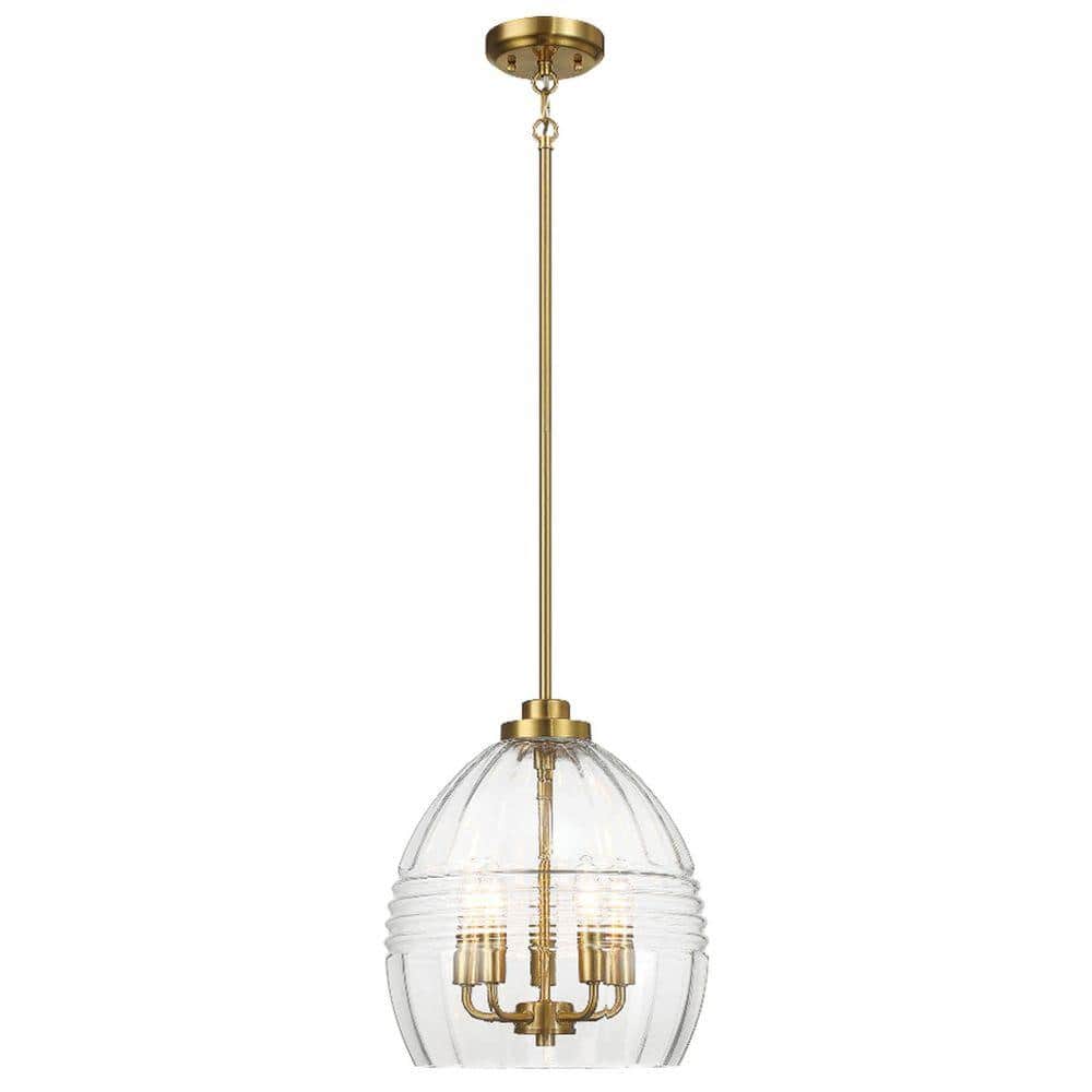 60-Watt 5-Light Satin Brass Mini Pendant Light with Clear Glass Shade and No Bulb Included price history on PriceWatchPro
