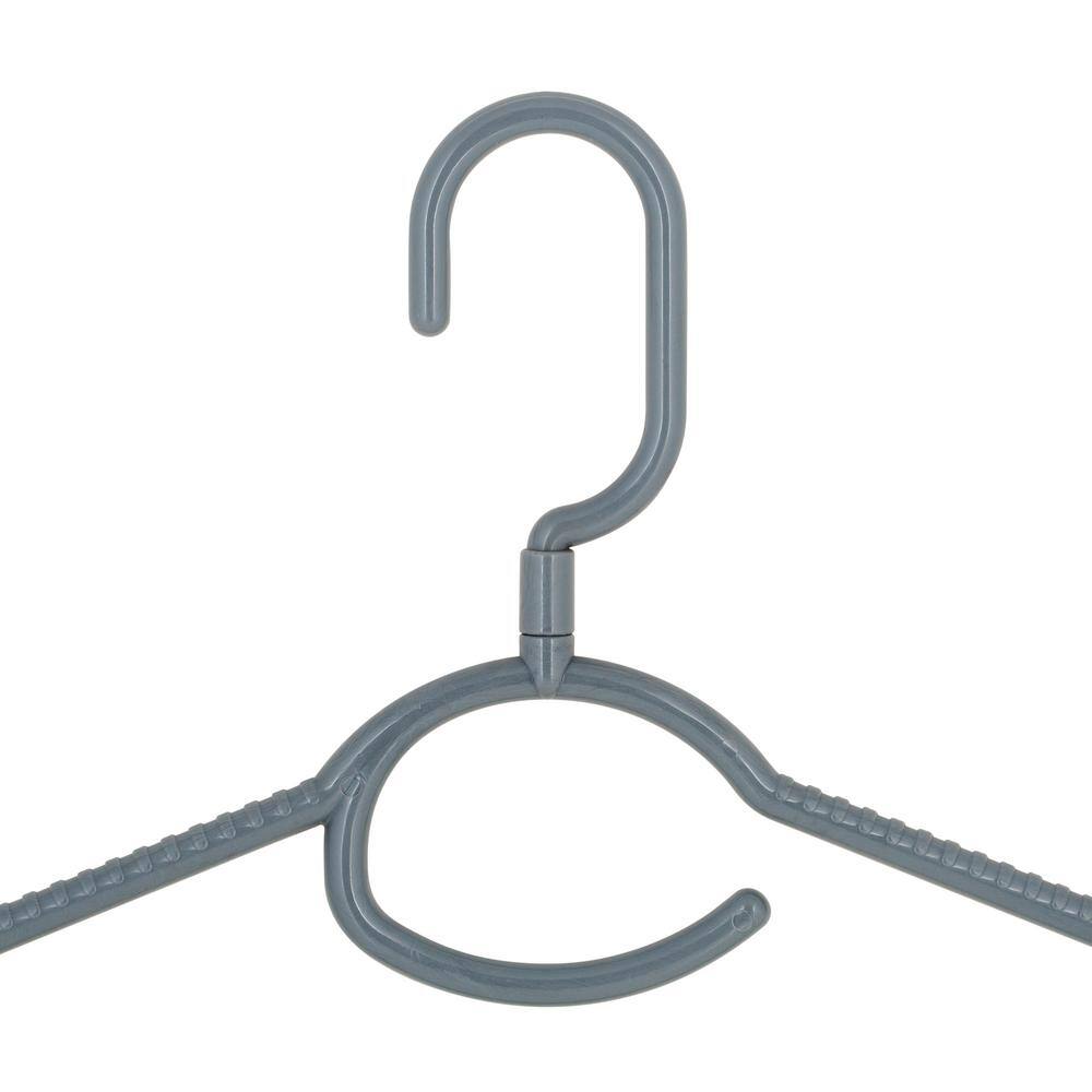 Gray Heavyweight Plastic Hangers with Swivel Hook and Rubber Grips (Set of 5)