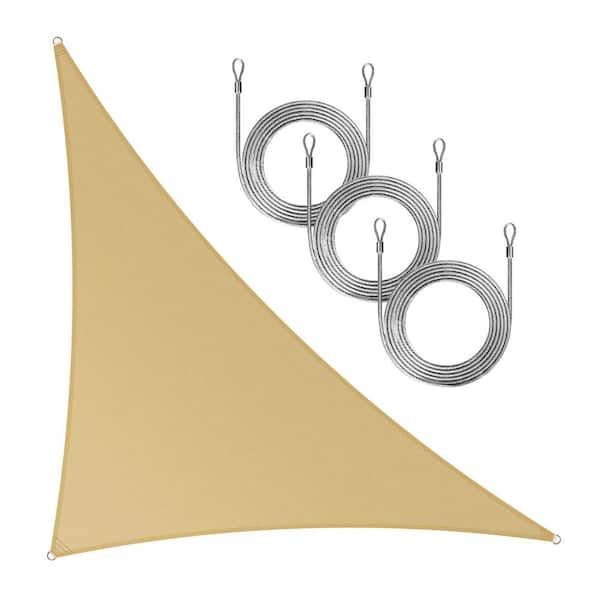 10 ft. x 10 ft. x 14 ft. Right Triangle Sun Shade Sail with Rope-Sand beige