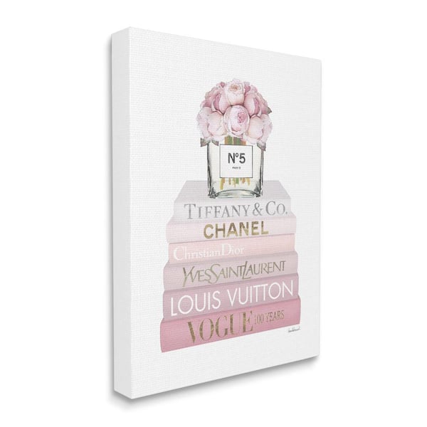Pink Rose Bouquet Fashion Style Bookstack By Amanda Greenwood Unframed Print Abstract Wall Art 24 in. x 30 in.