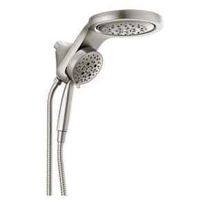 HydroRain 5-Spray Patterns 1.75 GPM 6 in. Wall Mount Dual Shower Heads in Stainless