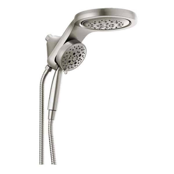 Delta HydroRain 5-Spray Patterns 1.75 GPM 6 in. Wall Mount Dual Shower Heads in Stainless