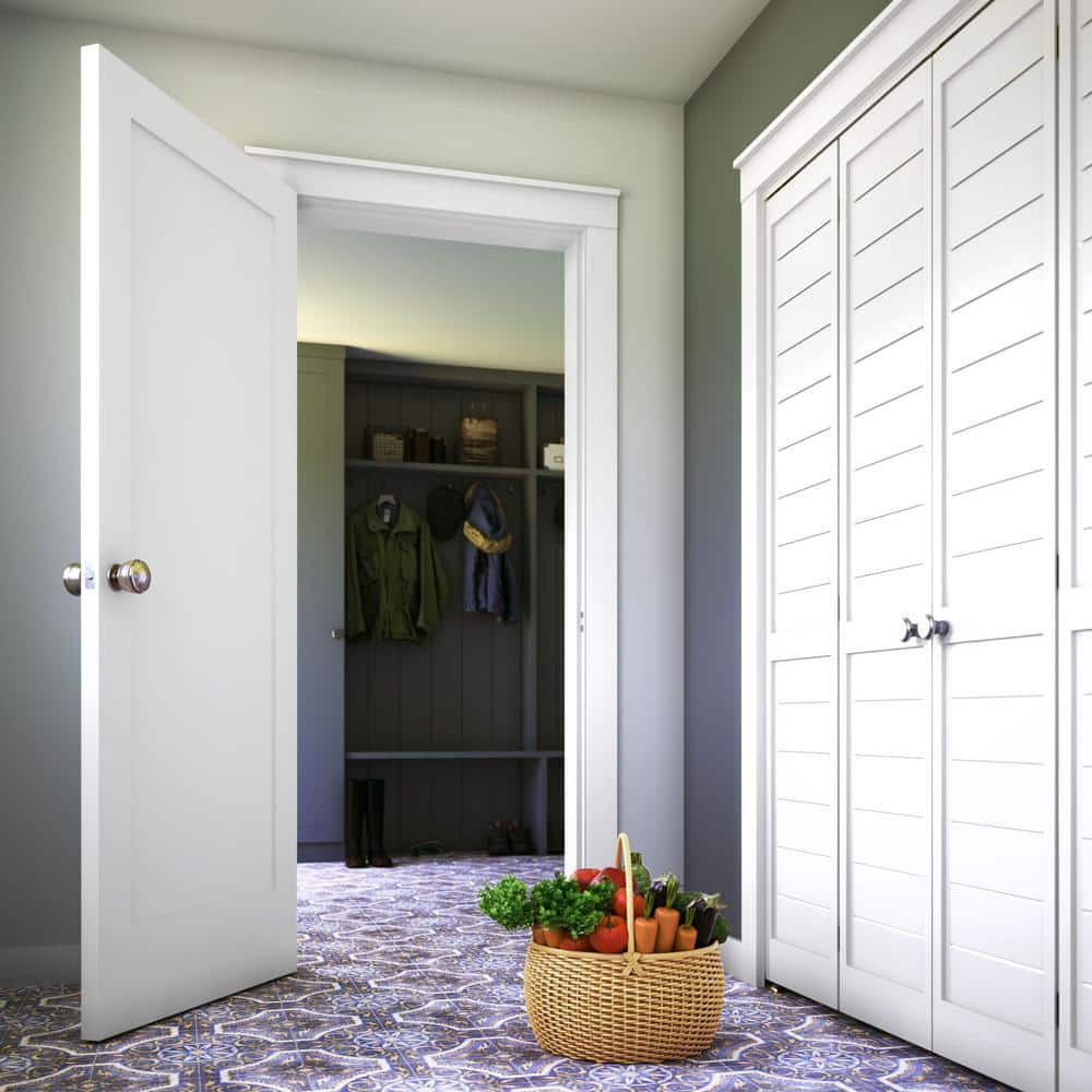 Shaker 1-Panel Solid Core White Primed Pine Interior Door Slab